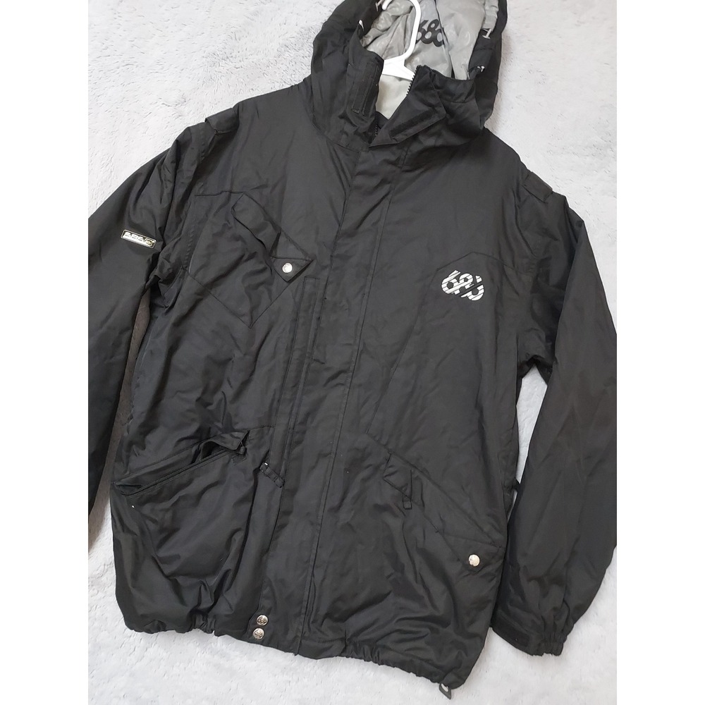 686 Ski Jacket Mens Medium Snowboard Hooded Black Mannual Parka Outdoor Sports